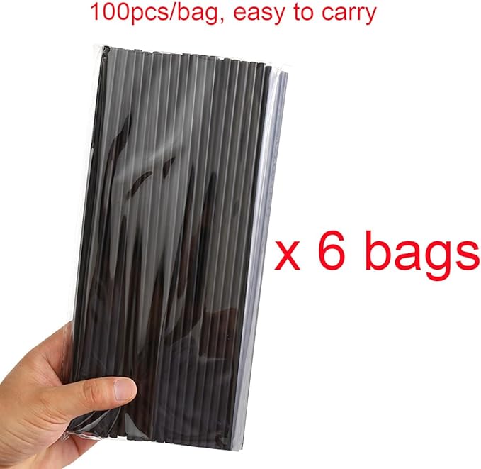 600pcs 10.23 Inch Black Color Disposable Plastic Straws,0.24 Inch Diameter Drinking Straws for Tumblers Ice Coffee and Festive Parties