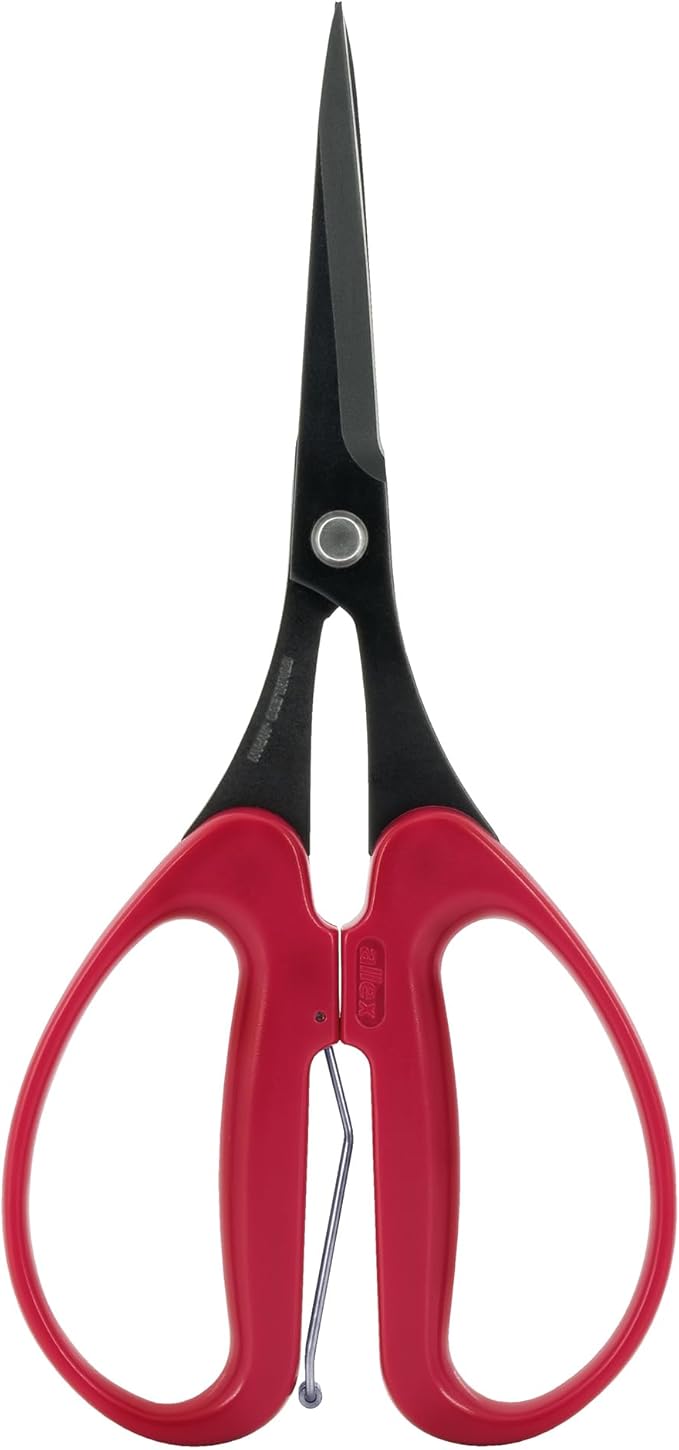 ALLEX Trimming Scissors for Gardening 7" - Japanese Floral Garden Scissors for Plants, Flowers, Herbs - Japanese Stainless Steel Blade with Non-Stick Coating - Spring Loaded Handle - Made in JAPAN