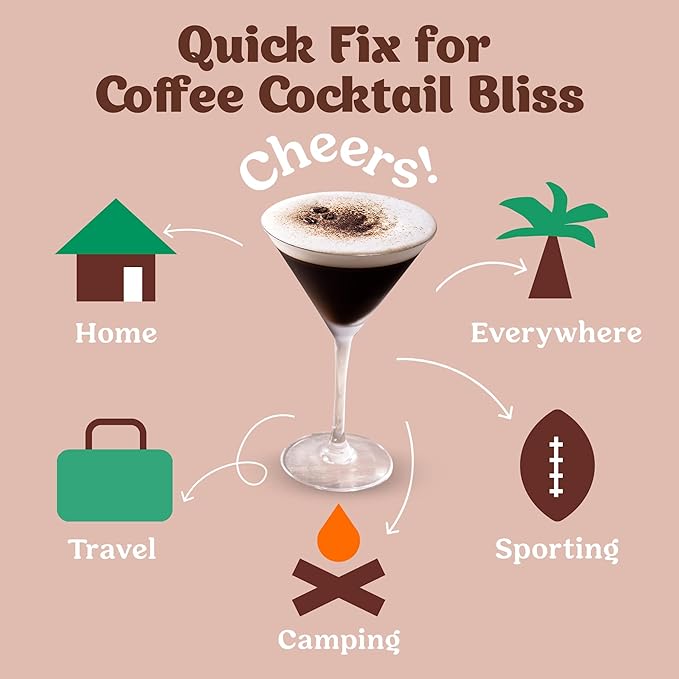Craftmix Espresso Martini Cocktail & Mocktail Drink Mixer, Skinny Mixes - Water Flavoring Packets - Made With Real Coffee Beans - Vegan, Low-Carb, Low-Sugar, Non-GMO, Dairy Free, Gluten Free, 24 Pack
