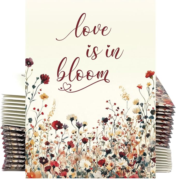 Love is in Bloom Wildflower Seed Packet Favors for Guests - Wedding or Bridal Shower, Valentine's Day, Baby Shower or Sprinkle, Birthday Party, Gardening Event - Already Filled - Pack of 20