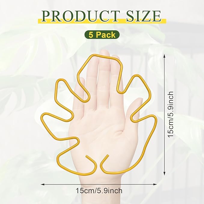 5PCS Monstera Plant Support, Metal Plant Supports Plant Stem Holder Durable Sturdy Plant Stabilizer for Indoor Plants Climbing Plants Outdoor Moss Pole Thriving Growth (Gold)