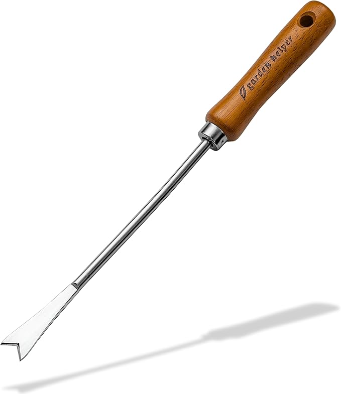 Dandelion Weed Puller Tool Handheld 13" - Garden Weeder Root Removal Tool - Heavy Duty Japanese Steel with Wood Handle - Made in Japan