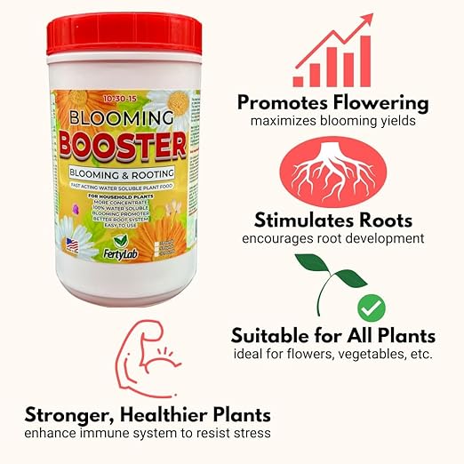 Bloom Booster - Flower Fertilizer for Indoor and Outdoor Plants - Blooming Promoter - Potted Plant Food - Water Soluble Flower Fertilizer - for Roots and Flowers - Tech Grade Raw Materials (1 Pound)
