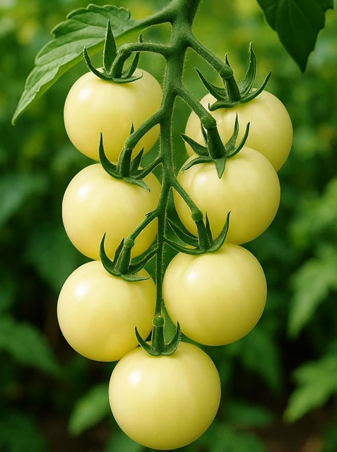 Tomato 'Snow White Cherry' Seeds – Indeterminate Annual Vegetable (Solanum lycopersicum) | 55–65 Days, Open-Pollinated, Sweet & Creamy White Cherry Tomatoes