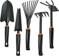Garden Tool Set, Heavy Duty Gardening Tool Set with Ergonomic Handle, Rake Shovel Hand Hoe Double-Sided Cultivator Weed Puller Tool Set for Digging, Transplanting, Weeding (5Pcs Set)