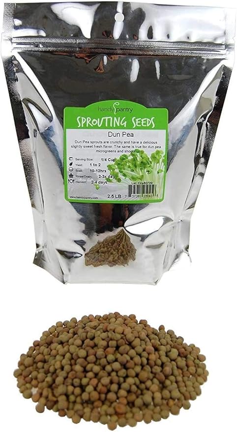 Dun Pea Sprouting Seeds - 2.5 Lbs - Dried Dun Peas - Edible Seeds, Gardening, Hydroponics, Growing Salad Sprouts & Microgreens, Planting, Food Storage, Soup & More
