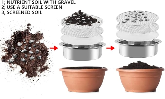 Heavy Duty Stainless Steel Garden Soil Sifter Compost Screen - 3 Sizes (Fine/Medium/Coarse Mesh) for Sifting Compost,Dirt,Rocks,Rotary Tool&Compatible, Home Garden Sieve for Gardening & Landscaping