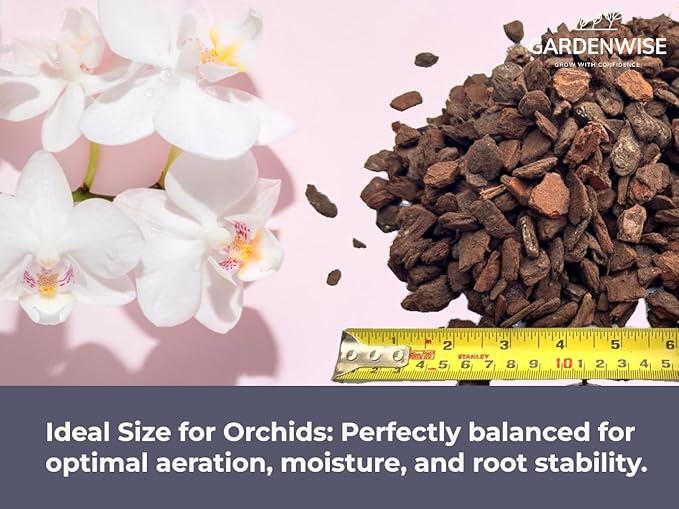 GARDENWISE Premium Orchid Bark for Potting Mix – Ready-to-Use Pine Bark for Indoor Plants, Orchid Repotting & Soil Mix Creation, Ideal Orchid Medium (5 Quarts)