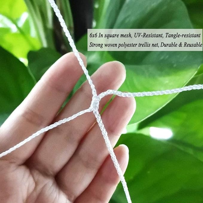 Plant Trellis Netting, 5x350 Ft Polyester Square Mesh Trellis Net Support for Climbing Plants, Bean, Pea, Garden Bed Vines, Grow Tents