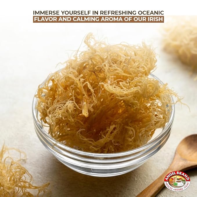 Angel Brand Irish Sea Moss 1 Lbs Pouch - Nutrient Rich Sea Vegetable Harvested from Pristine Ocean Waters - Enhance Journey with Irish Sea Moss Raw - Perfect for Smoothies & Soups