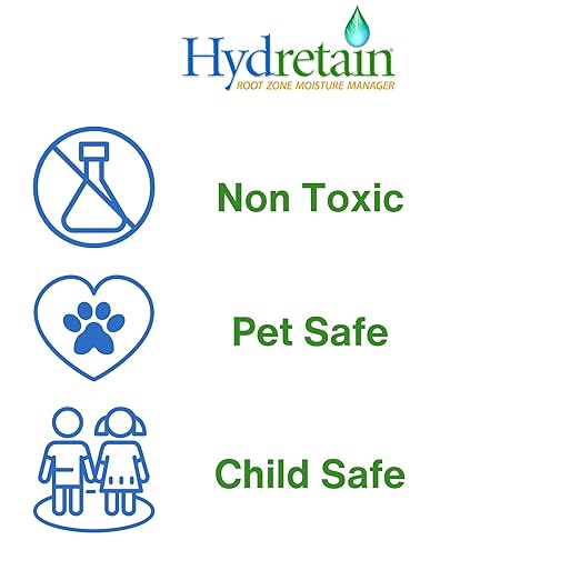 Hydretain Root Zone Moisture Manager - Drought Protection and Moisture Control for Lawns, Gardens, Containers - Reduces Watering, Delays Wilt - Covers up to 5,000 Sq Ft (32 Fl Oz., RTS)