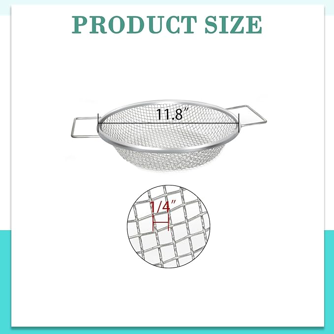 Round Soil Sifter, 1/4 inch Mesh, Stainless Steel Garden Sieve with Handles for 5-Gallon Bucket