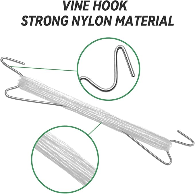 10pcs Tomato Support Hooks with 20pcs Tomato Clips, J Hooks to Prevent Tomatoes from Pinching or Falling Off, Garden Hooks with 33.3ft Twine, Plant Climbing Hooks for Tomatoes Cucumber (10)