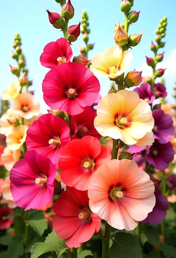 Seeds Assorted Colors Hollyhock Flowers 30 Seeds to Grow Stock-Rose Elegant Mix Perennial Plant in Spring or Fall