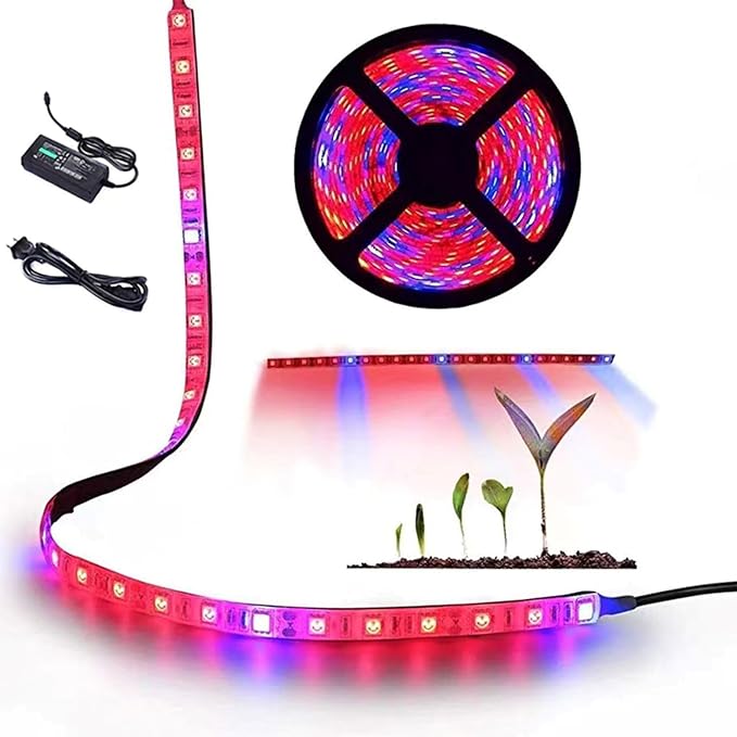 Grow Lights for Seed Starting, 16.4FT Full Spectrum LED Plant Grow Light Strips, Red & Blue 5:1, Waterproof Flexible Growing Lamp for Greenhouse Hydroponics
