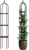Idzo Trellis for Climbing Plants Outdoor, Garden Trellis Steel, Obelisk Design Stone-Look Finish, 2025 Bronze Color, Vertical Support for Climbing Plants, Decorative for Outdoor & Indoor Use