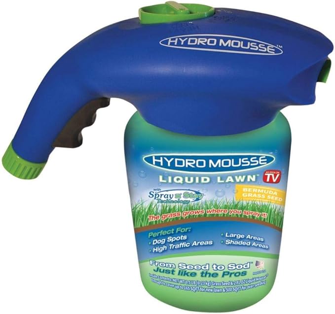 Hydro Mousse Liquid Lawn System – Bermuda Rye Mixture - Grass Seed Spray Kit for Spot Repair & Full Lawn Seeding – Easy-to-Use Lawn Patch Solution