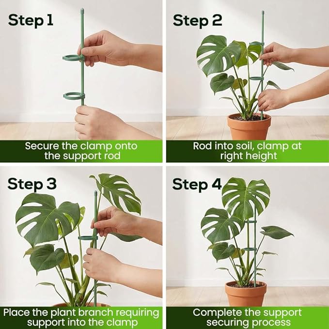 Plant Stakes Set, 2026 New Plant Support Stakes with Clips, Adjustable Plant Support Structures for Indoor Outdoor, Plant Holder Sticks for Stabilizer Tall Potted Plants, Monstera,Orchids (10, 11.8in)