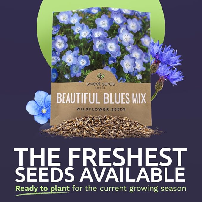 All Blues Wildflower Seeds Mix - Large 1 Ounce Packet - Over 7,500 Annual and Perennial Flower Seeds