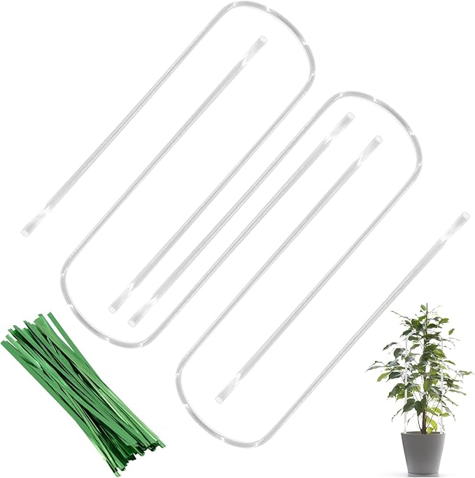 4 PCS U-Shaped Clear Acrylic Trellis, Plant Trellis Indoors, Comes with 40 Straps, Suitable for Potted Plants Climbing, Vine Vine Ivy,Etc
