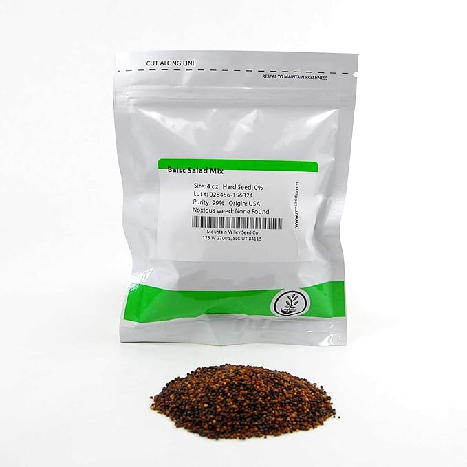 Bulk Salad Mix Microgreens Seeds – 4 Oz – Non-GMO Blend of Broccoli, Kale, Kohlrabi, Cabbage & Arugula – High-Germination for Indoor Micro Greens, Hydroponic Growing & Home Gardening