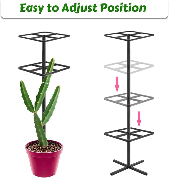 Adjustable Double-Layer Dragon Fruit Trellis Black,Durable Metal Plant Trellis Outdoor Climbing Plants Support Frame for Vertical Gardening Trees Cactus