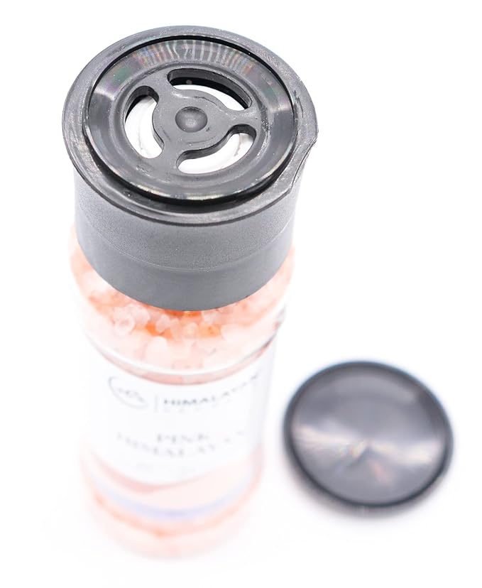 Himalayan Secrets Pink Salt Coarse Grinder - Natural Gourmet Cooking Salt, Kosher Certified, Unrefined, Mineral Rich, Bold Flavor, No Additives, Refillable Container with Ceramic Mill (8 oz)