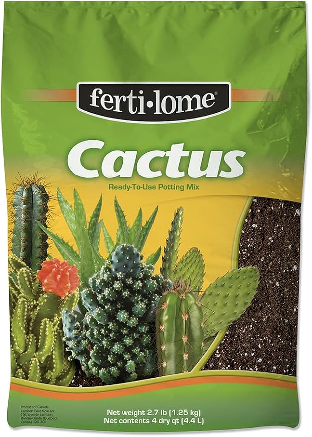 Fertilome Cactus Potting Mix - Fast Draining Versatile Mix with Added Nutrients (4 QT), Floral Cacti/Succulent Soil