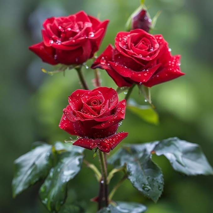 50 Red Rose Seeds for Planting – Heirloom Non-GMO Perennial Shrub Rosa Flowers, Classic Deep Red Garden Roses for Flower Beds, Borders and Decorative Landscape Design