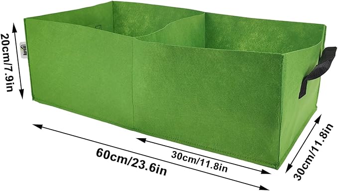 Plant Grow Bags, 5 Pack Fabric Raised Planting Bads, 2 Holes Rectangle Grow Bag, 10 Gallon Breathable Potato Tomato Planter Pots for Outdoor Vegetables Plant Flowers (Green)