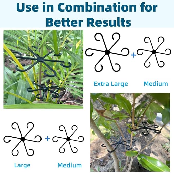 8 PCS Plant Stem Support, Plant Stakes for Indoor Plants Plant Clips for Climbing Plants, Plastic Monstera Plant Support Accessories for Potted Indoor Plant in Various Growth Stage(4 Sizes, 2 Colors)