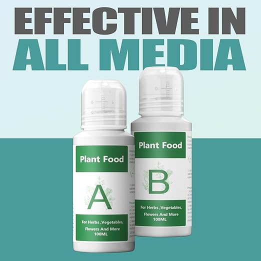 Hydroponics Nutrients (1000ml in Total), All Purpose Plant Food A & B, Hydroponics Supplies, Fertilizer for All Plants and Media, Hydroponics System Accessories for Vegetables Fruits Flowers Thrive