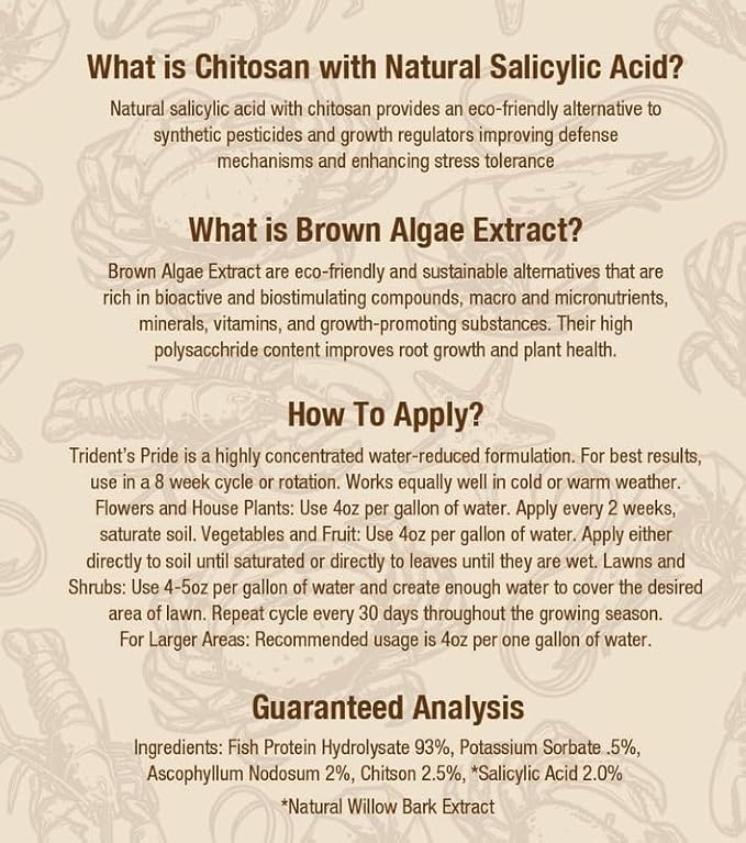 Just Scentsational TPCH-32Q Trident's Pride Plus Organic Liquid Fish Fertilizer with Brown Algae Extract and Chitosan 32 oz