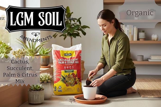 LGM Premium Cactus & Succulent Soil Mix (0.5 Cu Ft) – Root Rot Protection with Volcanic Ash & Chicken Manure – Fast Draining Mix for Indoor Plants, Aloe, Citrus, & Palms – Organic, Ready-to-Use