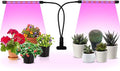 iPower 10W Red Blue Spectrum Grow Light Dual Head Bulbs Strips with 3/9/12H Timer 11 Levels Dimmable for Indoor Plants