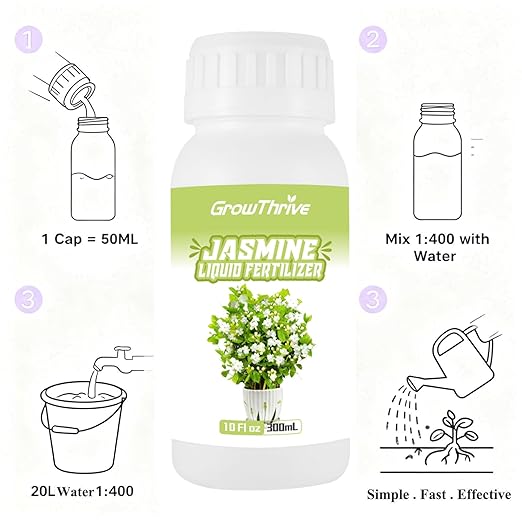 Jasmine Liquid Plant Food 10 oz – Organic Probiotic Liquid Fertilizer for Jasmine Plants, Natural Flower Food Concentrate – Promotes Growth, Green Leaves & White Blooms