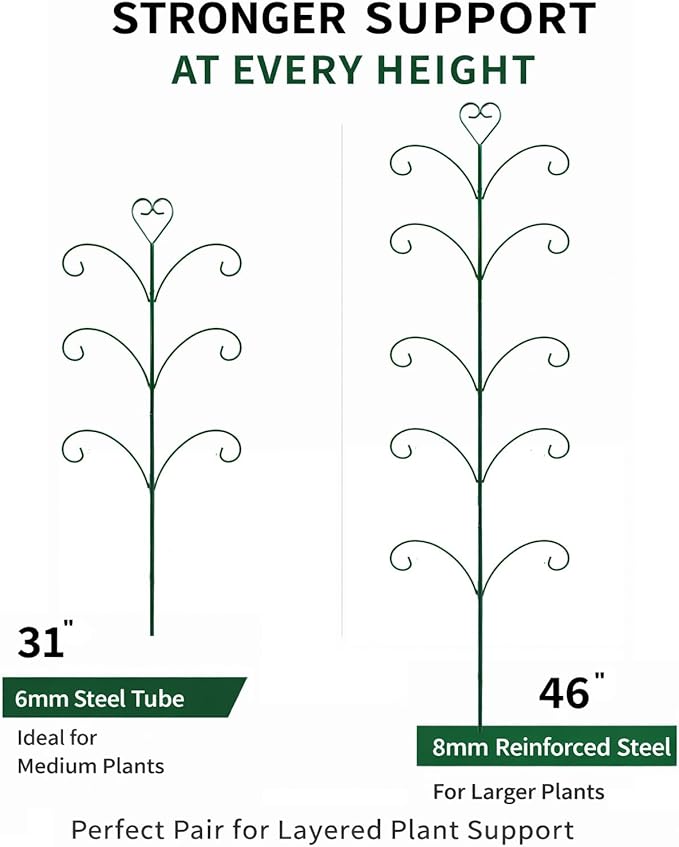 2 Pack Monstera Plant Support, 31” & 46” Adjustable Steel Plant Stakes for Indoor & Outdoor Use, Garden Plant Support for Climbing Potted Plants