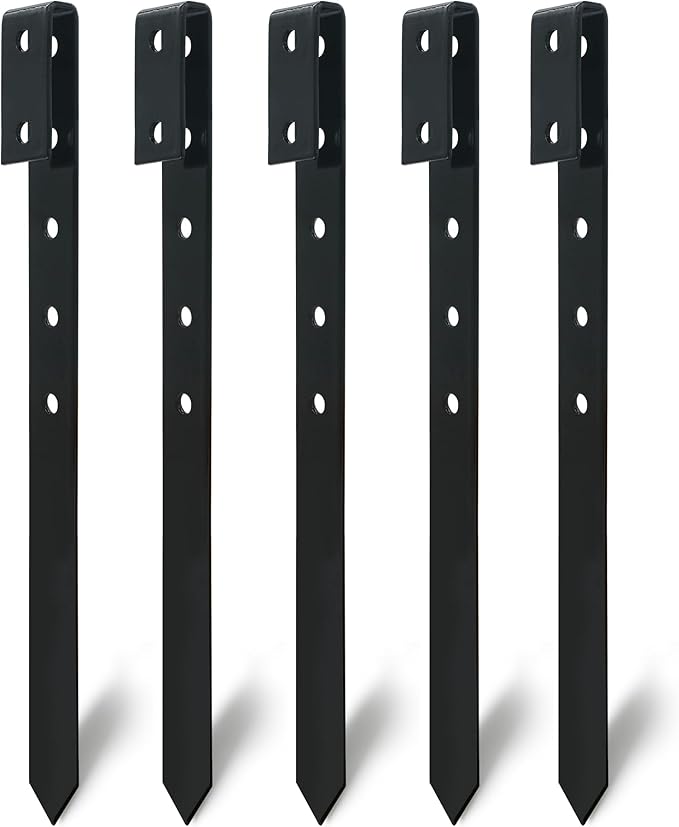 20Pcs Landscape Edging Garden Stakes,10 Inch Metal Garden Stakes,Fence Stakes,Metal Stakes for Edging,Terrace Board,Grass Barrier,Garden Edging Coil (Black2)