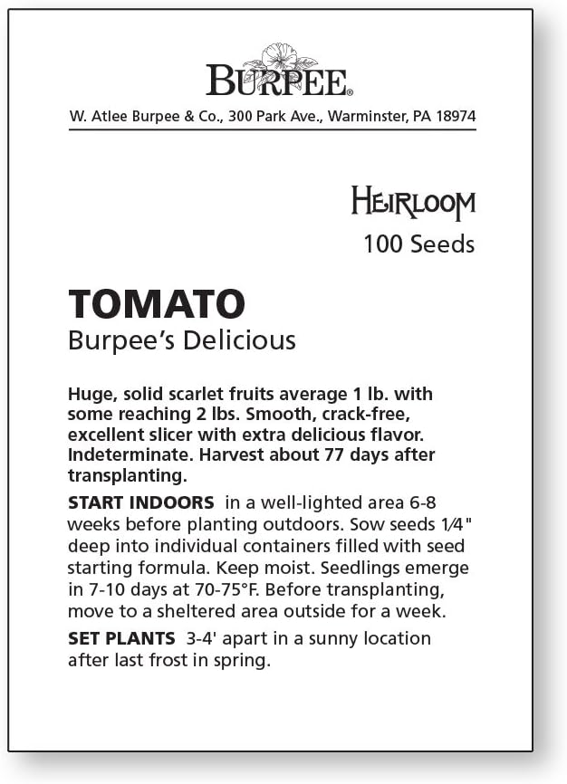 Burpee 'Delicious', Beefsteak Slicing 1-2lbs Tomato, 100 Non-GMO Seeds
