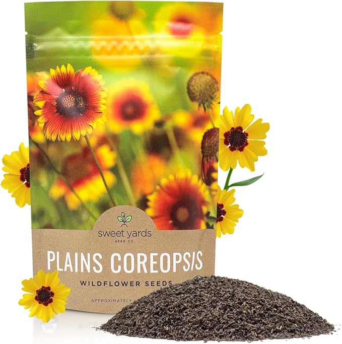 Plains Coreopsis Seeds – Native Flowers – Bulk Quarter Pound Bag – Over 400,000 Open Pollinated Non-GMO Wildflower Seeds – Coreopsis tinctorial
