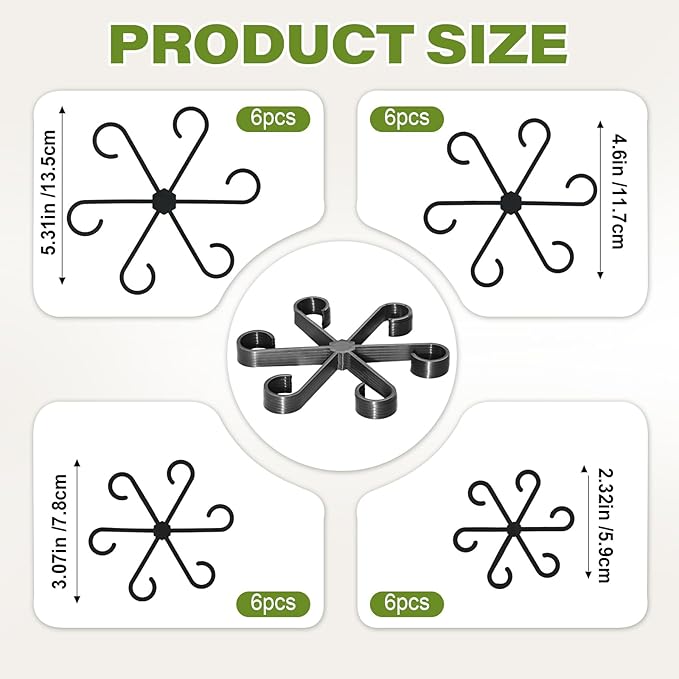 24pcs Plant Stem Support, Unique Design Stem Supports for Indoor Plants, Monstera Plant Support for Thriving Growth, 4 Sizes Climbing Houseplant Stem Holders, Reusable Plant Accessories