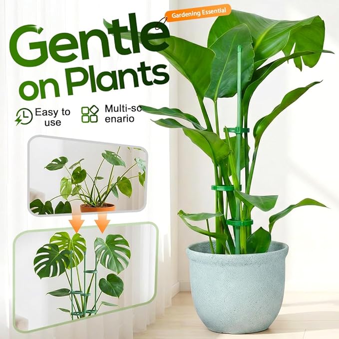 Plant Stakes Set, 2026 New Plant Support Stakes with Clips, Adjustable Plant Support Structures for Indoor Outdoor, Plant Holder Sticks for Stabilizer Tall Potted Plants, Monstera,Orchids (10, 11.8in)