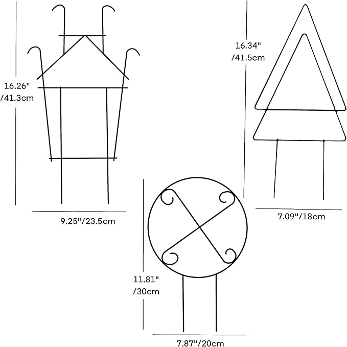 3 Packs Trellis for Climbing Plants Indoor, Small Garden Metal Trellis for Potted Plants, Plants Accessories with Different Patterns for Vine Ivy Flower Plant Support