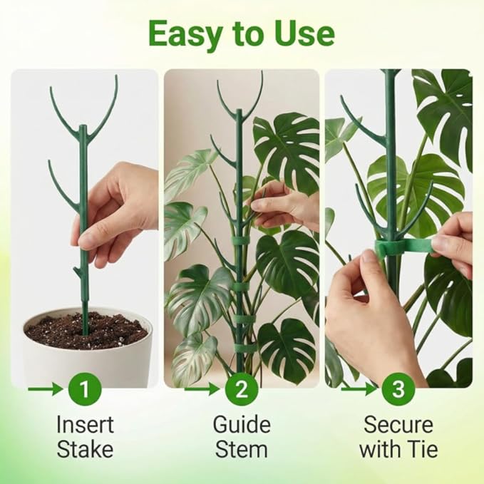 10 Pack Stackable Monstera Plant Support Stakes for Indoor & Outdoor Plants,Plant Support Structures for Climbing and Potted Plants,Plant Sticks for Vine Training & Stem Stabilization