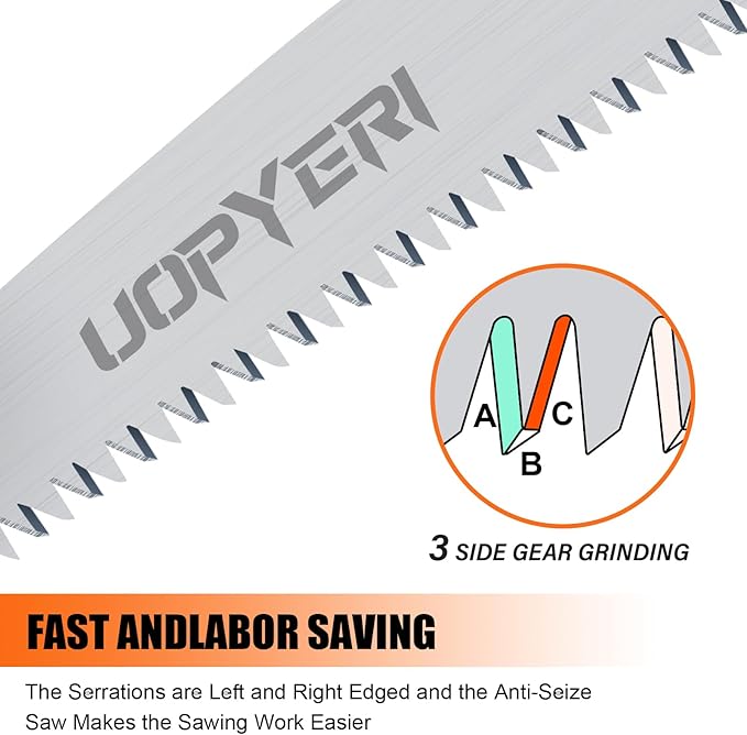 Folding Hand Saw 8 Inch with Safety Hand Guard, Heavy Duty Pruning Saw for Tree Trimming & Camping, High Carbon Steel Triple-Cut Razor Teeth for Wood, PVC, Bone, Survival Gear