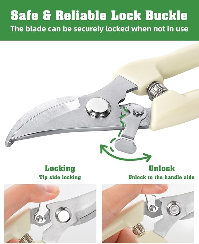 4 Pack Garden Shears, Stainless Steel Shears Gardening Tools, Scissors, Garden Clippers, Pruning Shears (White)