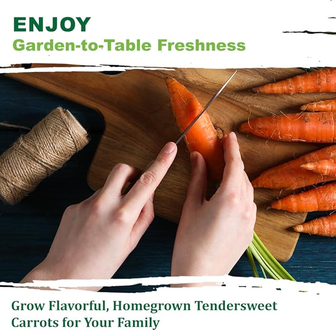 TKE Farms & Gardens - Tendersweet Carrot Seeds, 2500+ Non-GMO Heirloom Seeds, Grow Sweet, Crisp Carrots, Easy to Grow for Fresh Garden-to-Table Goodness, Includes Growing Instructions