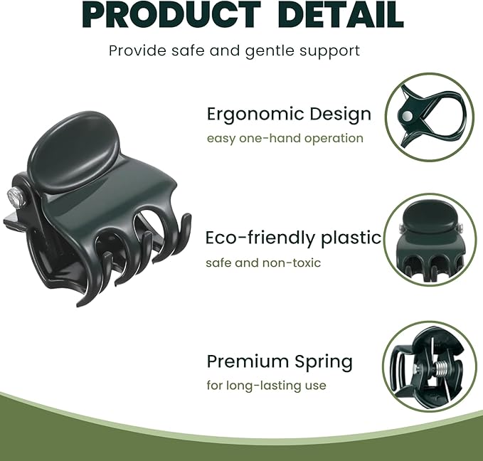 50 Pcs Large Orchid Clips - 1.2-inch Max Opening, Dark Green Heavy-Duty Plant Support Clips, Gentle Hold for Thick Stems and Large Orchids Like Cattleya and Dendrobium
