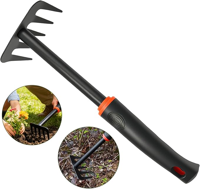Weed Rake, Small Garden Weeder Rake, Gardening Weeding Tool for Rake for Leaves for Vegetable Gardening Backyard Farm Planting