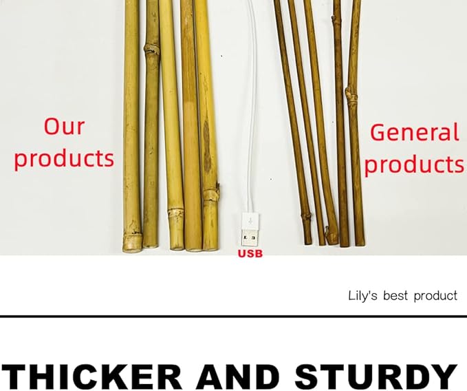 50 Pack 4ft Bamboo Plant Stakes for Wood Garden Sticks，Wooden Plant Supports，Bamboos，Bamboo Trellis，Crafts, More Size Choices 8"/12"/16"//2'/3'/4'/5'/6'